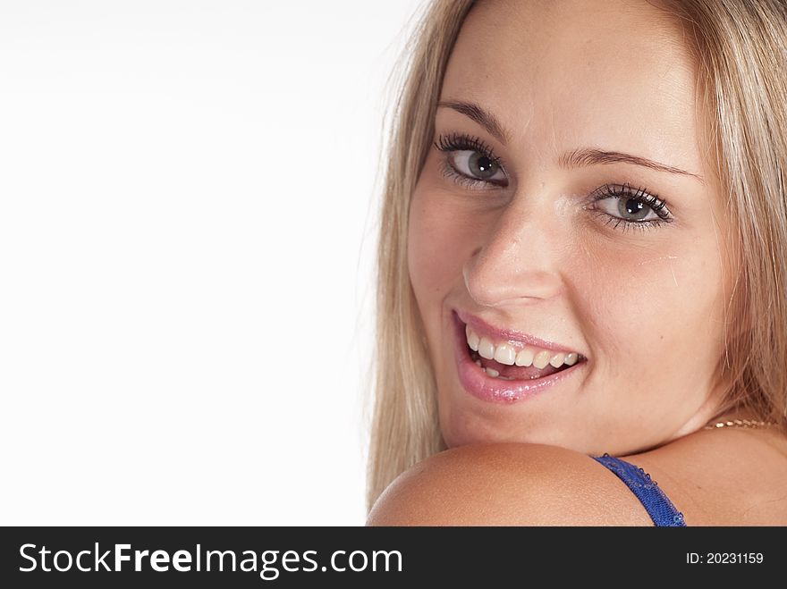 Beautiful girl posing on a white background. Beautiful girl posing on a white background