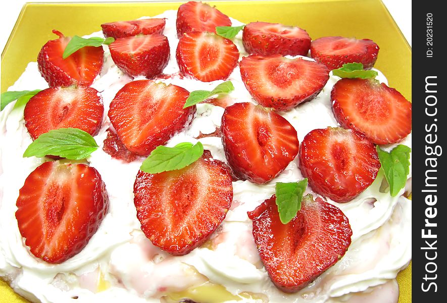 Strawberry dessert fruit pudding isolated. Strawberry dessert fruit pudding isolated