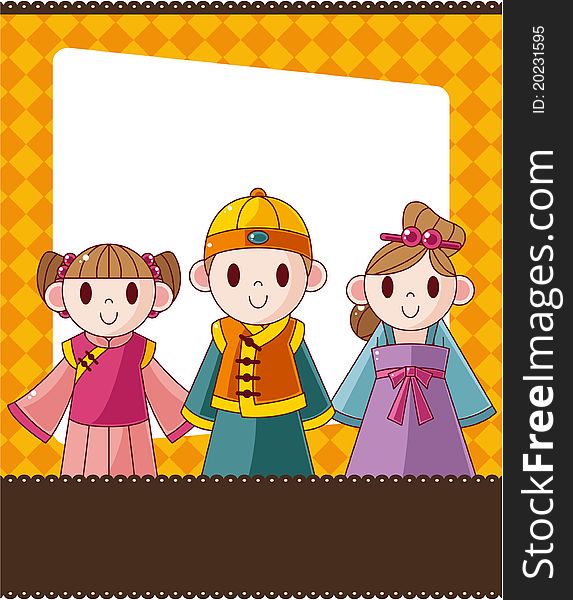 Cartoon chinese people card, drawing