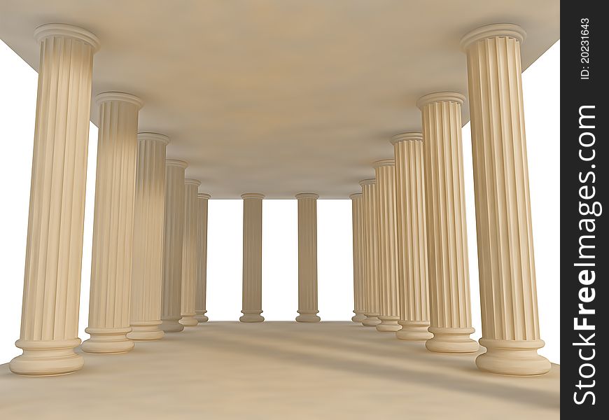 Row of isolated Greek columns