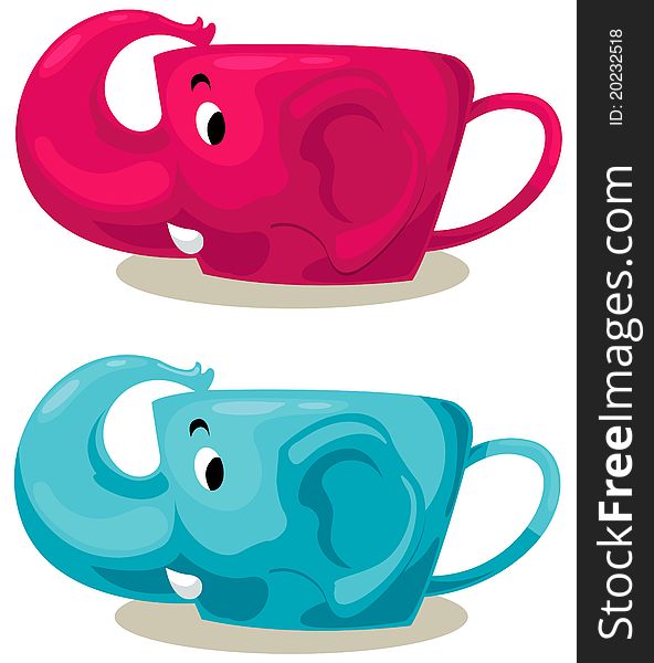 Illustration of isolated elephant cup on white background