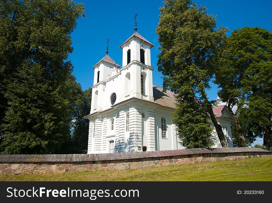 The catholic church in little town Punia, near Alytus, Lithuania, Europe