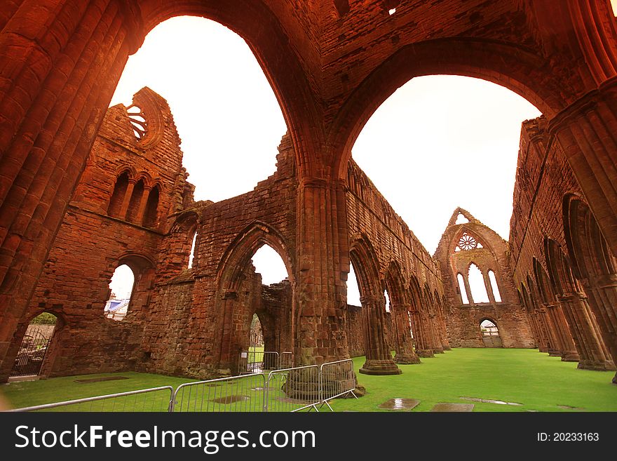Sweetheart Abbey, ruined Cistercian monastery near to the Nith in south-west Scotland, GB