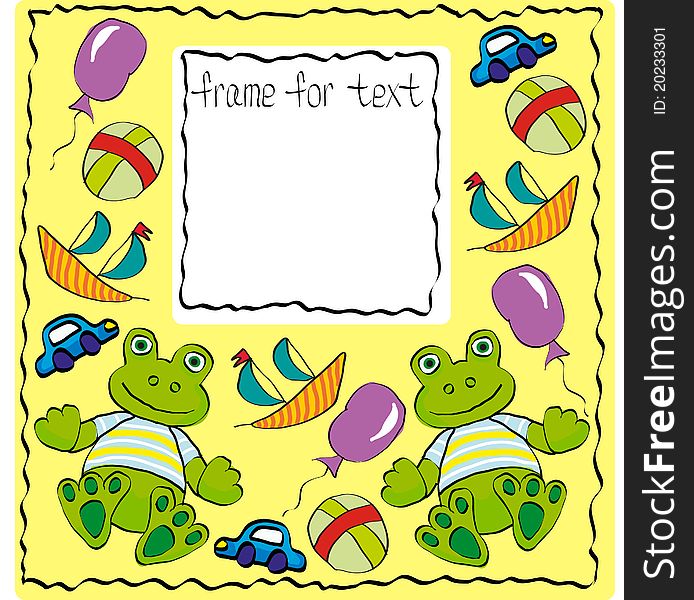 The Frame nursery with frog. The Vector illustration. The Frame nursery with frog. The Vector illustration.