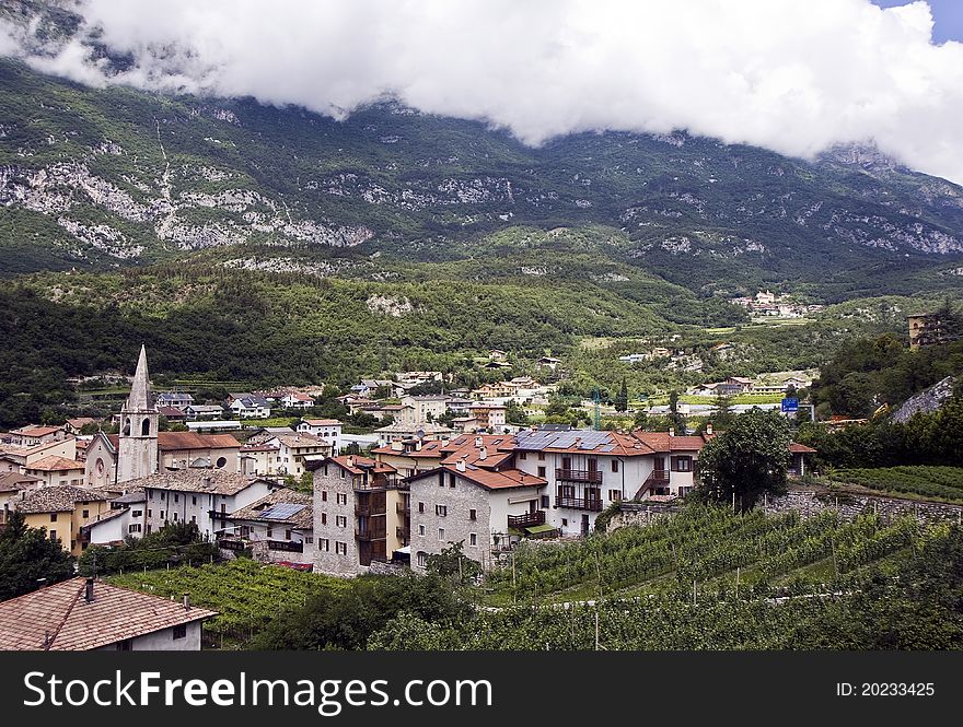 Typical village in the northern Italy mountains next to the city Trento. Typical village in the northern Italy mountains next to the city Trento