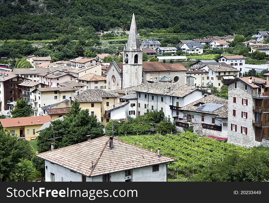 Typical village in the northern Italy mountains next to the city Trento. Typical village in the northern Italy mountains next to the city Trento