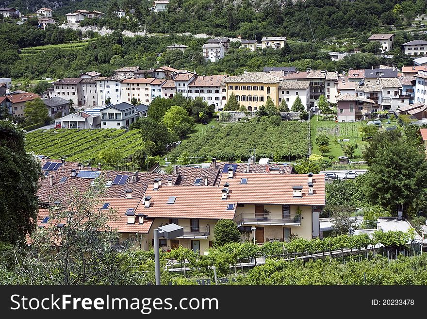 Typical village in the northern Italy next to the city Trento. Typical village in the northern Italy next to the city Trento