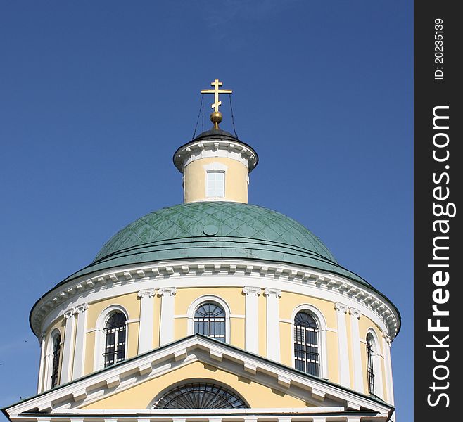 Dome of Orthodox temple complex in Kosino; Moscow