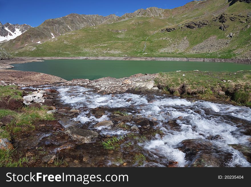 Black Lake at 2386 meters on the sea-level near Gavia Pass, Brixia province, Lombardy region, Italy