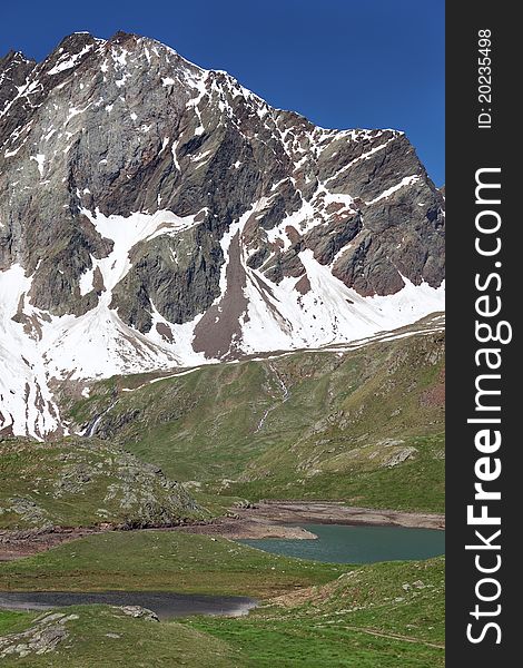 Black Lake at 2386 meters on the sea-level near Gavia Pass, Brixia province, Lombardy region, Italy