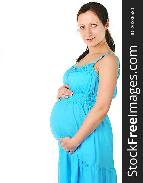 Beautiful pregnant woman in blue dress. portrait. Beautiful pregnant woman in blue dress. portrait