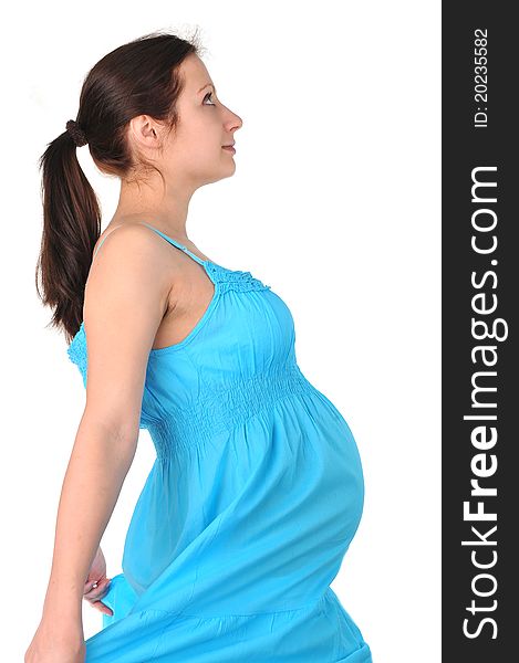 Beautiful pregnant woman in blue dress. portrait. Beautiful pregnant woman in blue dress. portrait