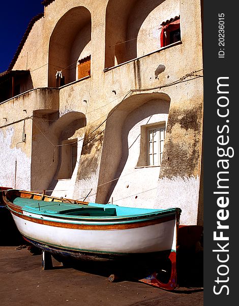 Wooden boat in a maritime village. Wooden boat in a maritime village