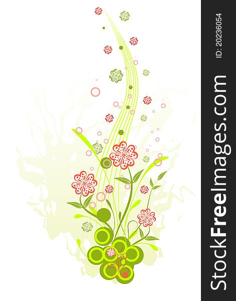 Three floral on a grunge background for your design, vector illustration. Three floral on a grunge background for your design, vector illustration