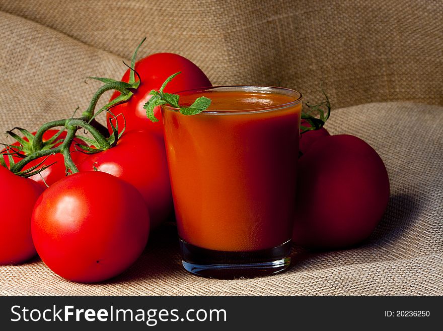 Glass of tomato juice, natural food