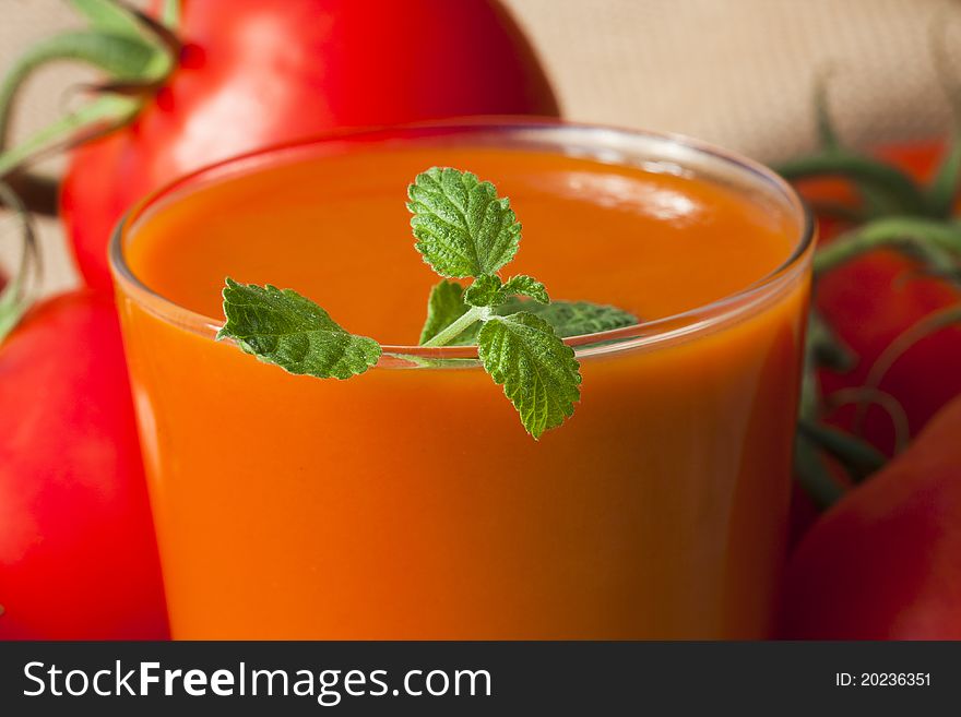 Glass of tomato juice, natural food