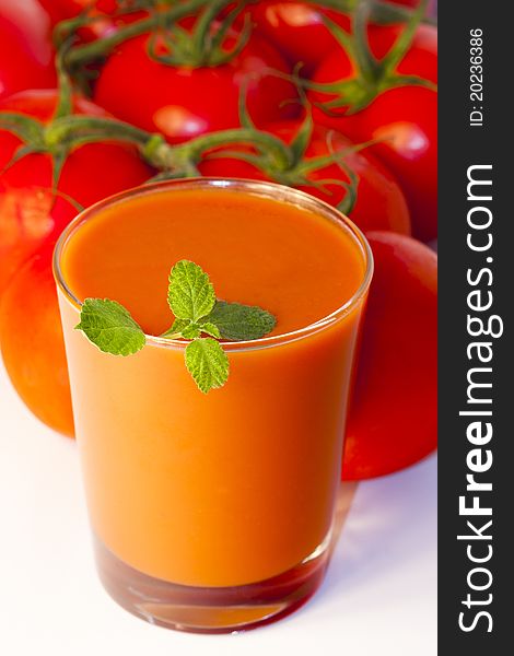 Glass of tomato juice, natural food