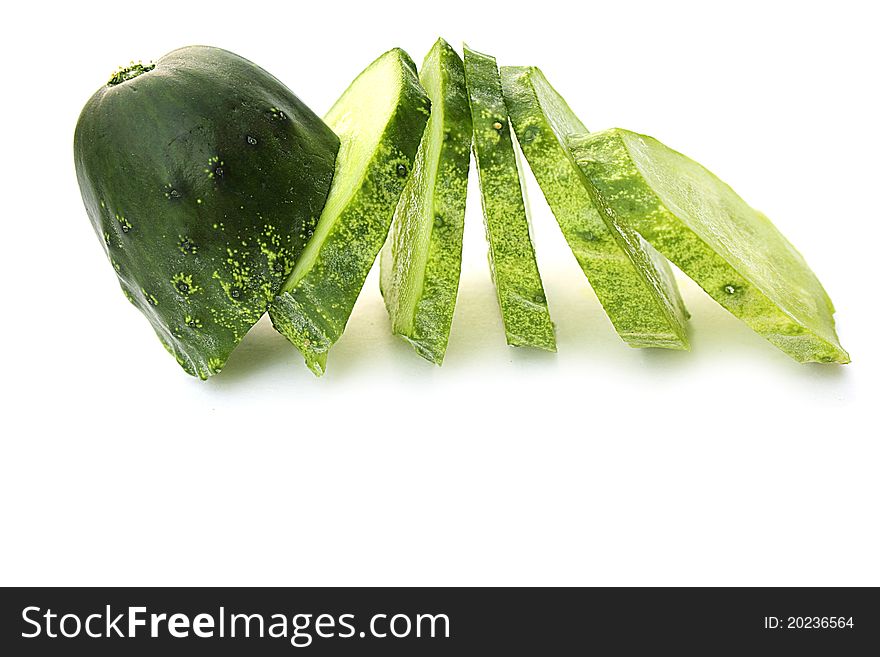 Cucumbers isolated on white background close-up photo