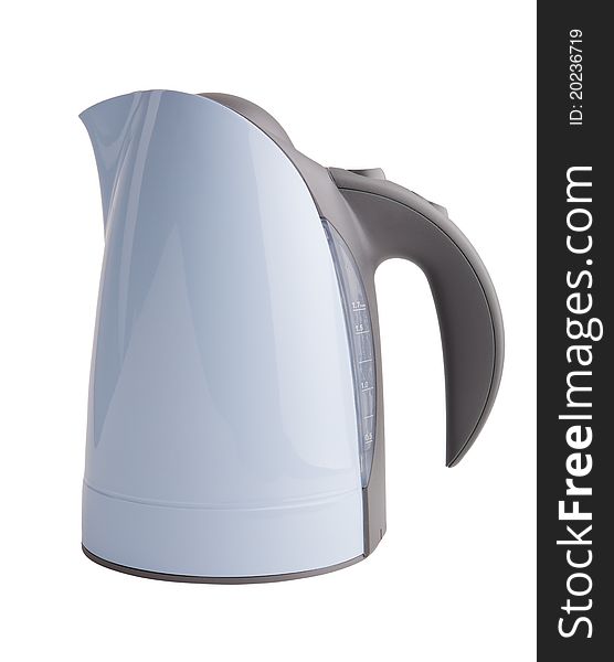 Blue kettle, isolated on white