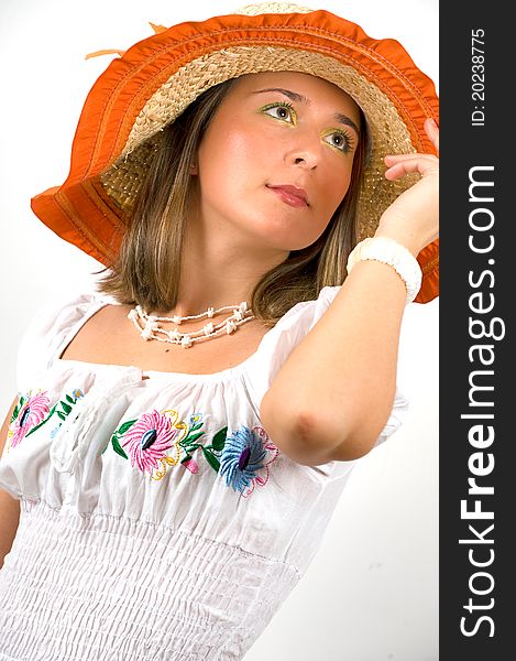 Portrait of a young woman with hat