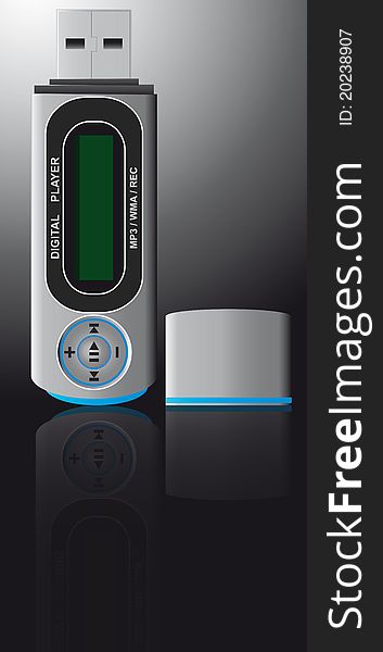 Illustration of mp3 player for digital music