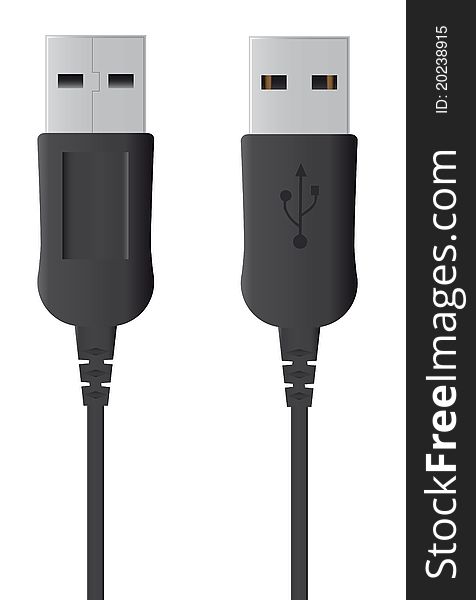 Illustration of usb plug, front and rear view