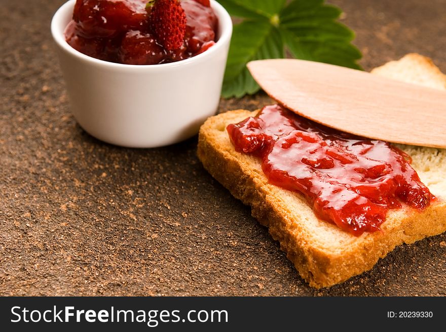 Breakfast Of Cherry Jam On Toast