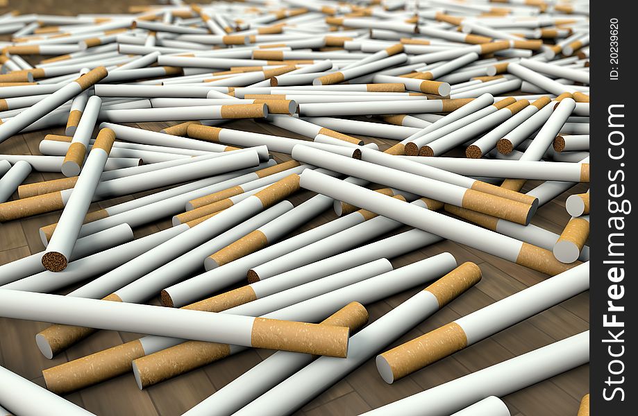 Render of a large group of cigarettes