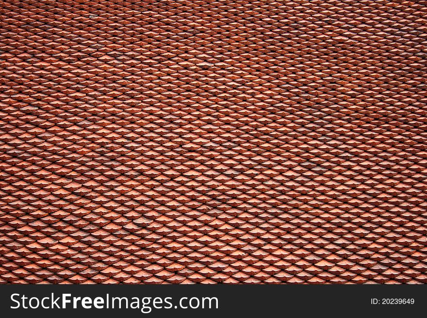 Red tile roof of the building in Hanoi