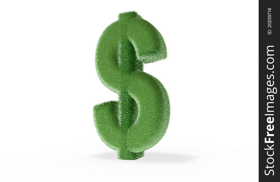 Render of a dollar symbol made of grass. Render of a dollar symbol made of grass