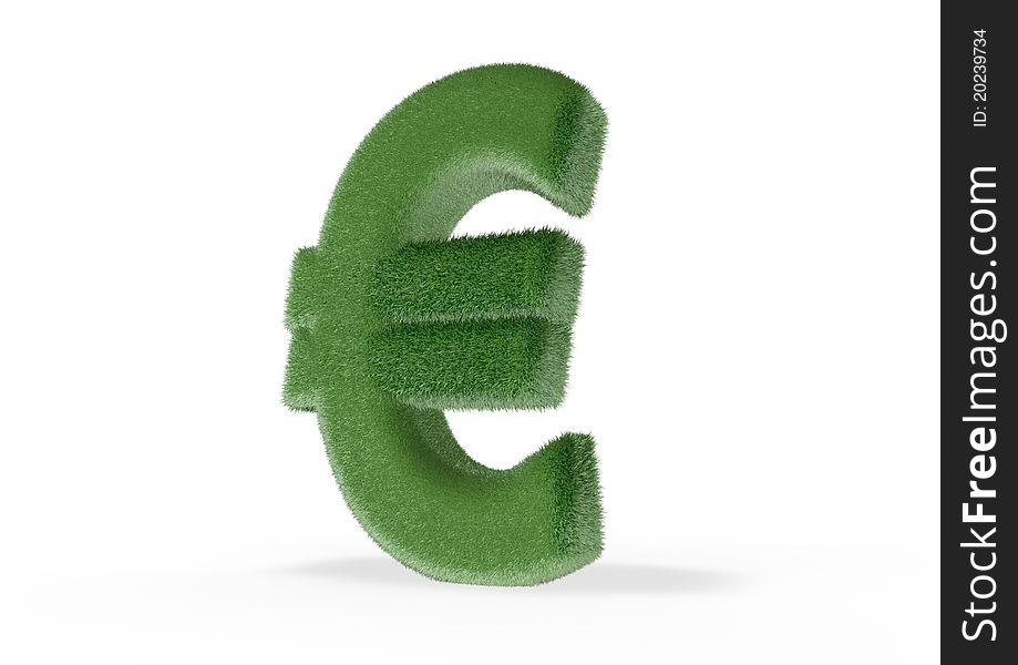 Render of a euro symbol made of grass. Render of a euro symbol made of grass