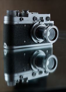 Old Rangefinder Camera. Reflection. Stock Images Old Rangefinder Camera. Reflection. Stock Images