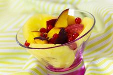 Delicious Fresh Fruit Salad Served In Bowl As Dess Stock Image