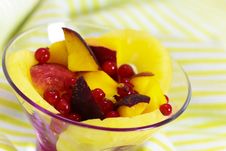 Delicious Fresh Fruit Salad Served In Bowl As Dess Royalty Free Stock Photo