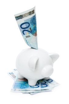 Piggy Bank With Euro Stock Photos