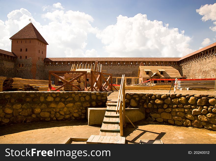 Restoration of an ancient castle of Gedimina (1323, the Grodno area, the Lead city, Belarus