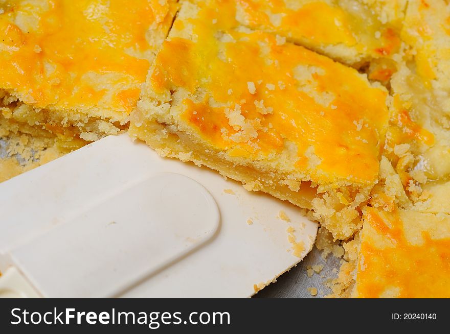 Macro shot of serving of delicious fresh banana tart. Macro shot of serving of delicious fresh banana tart.