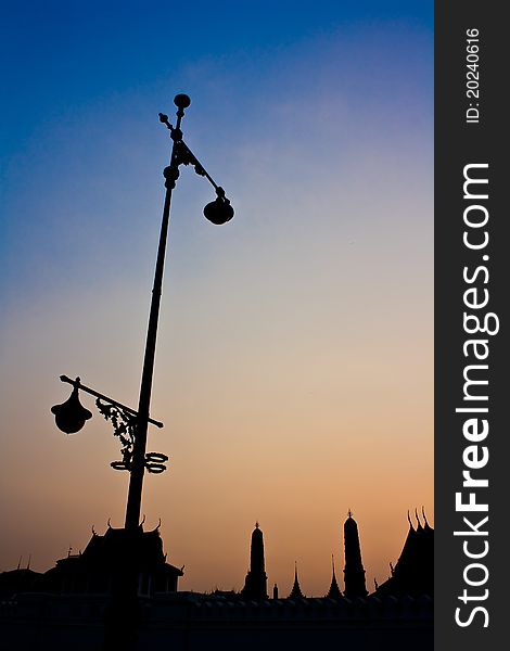 Silhouette of Wat Phra Kaew ,Bangkok. Silhouette of Wat Phra Kaew ,Bangkok