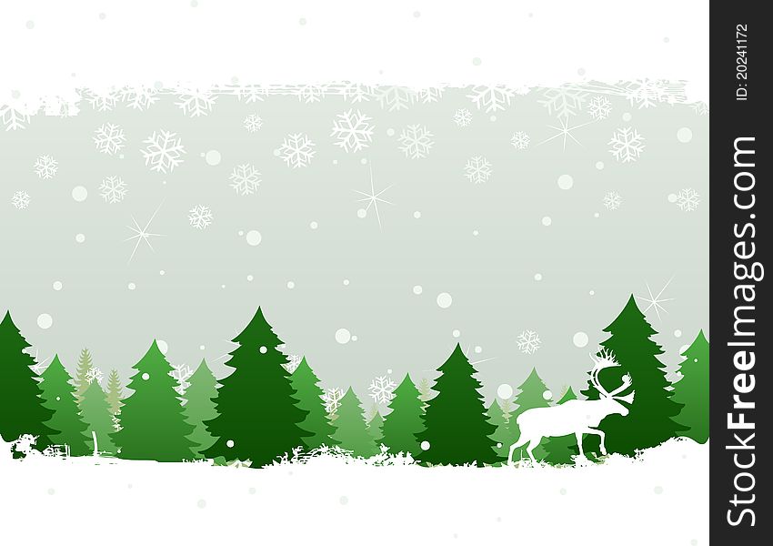 The deer goes on winter wood. A vector illustration