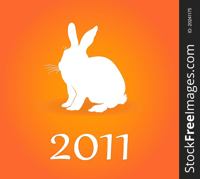 White hare on an orange background. A illustration. White hare on an orange background. A illustration