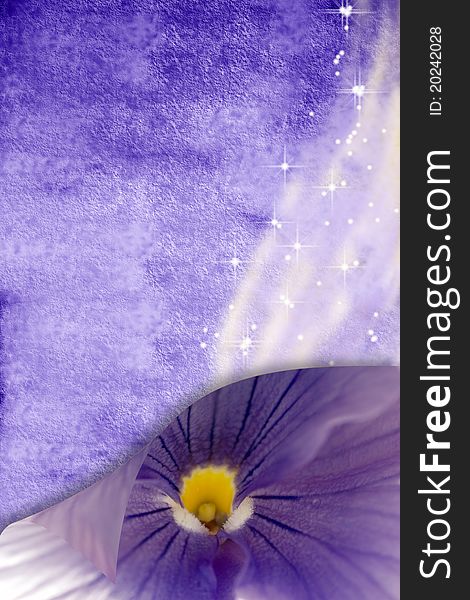 Romantic purple background with stars and wake with space and floral photography. Romantic purple background with stars and wake with space and floral photography