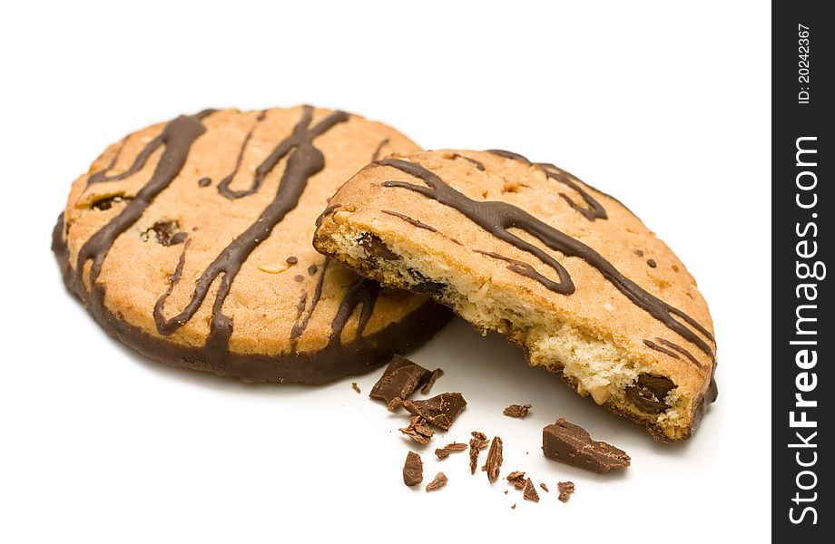 Isolated sweet cookies with chocolate and nuts. Isolated sweet cookies with chocolate and nuts