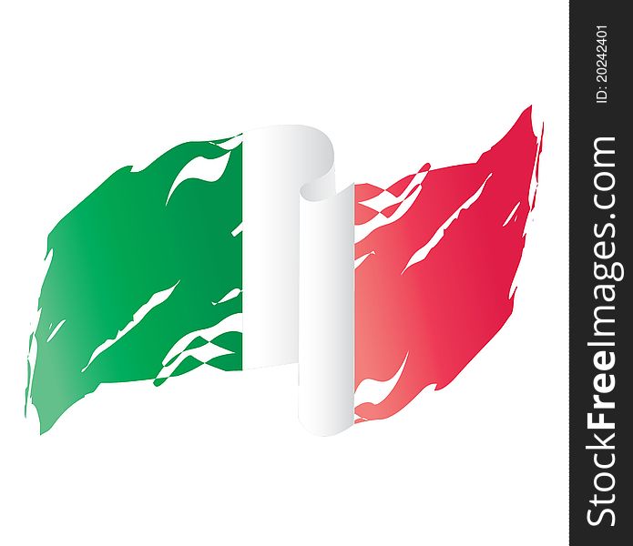 Torn and flapping flag of Italy to be used as a metaphorical concept. Torn and flapping flag of Italy to be used as a metaphorical concept