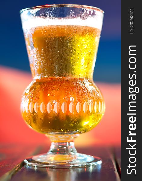 Beer glass on the table