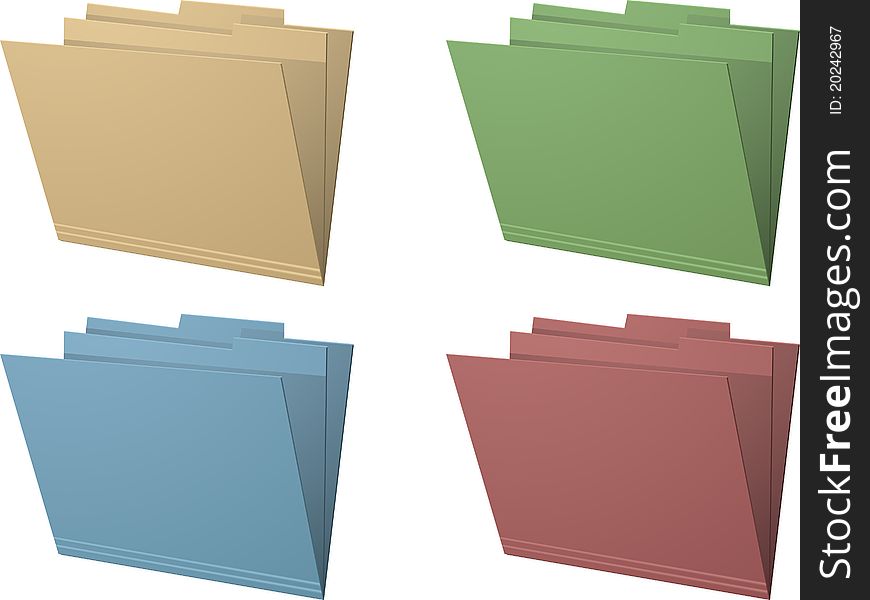 Set of four colored manilla folders. Set of four colored manilla folders