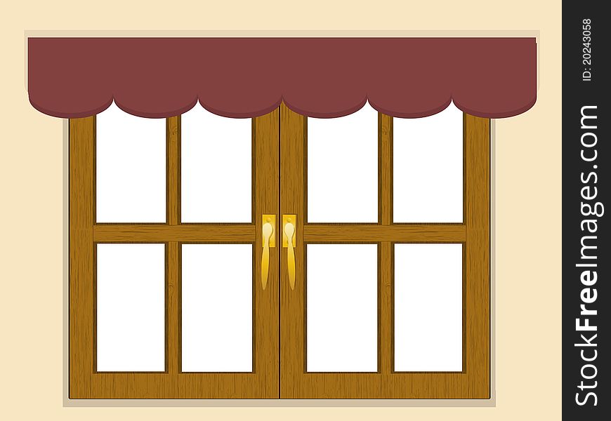 Detailed wooden window and blind