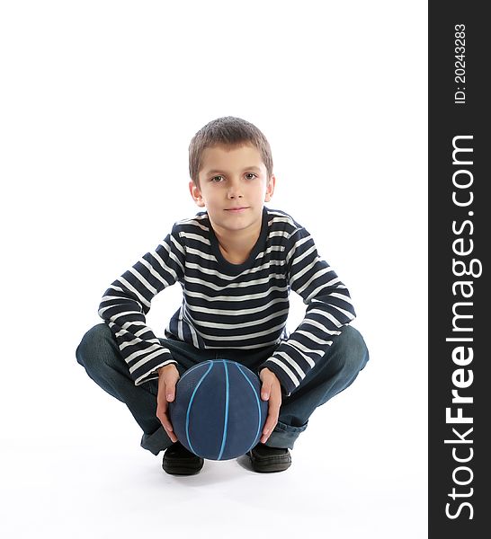 Teenage boy holding a basketball ball in his hands (isolated on whiite background). Teenage boy holding a basketball ball in his hands (isolated on whiite background)