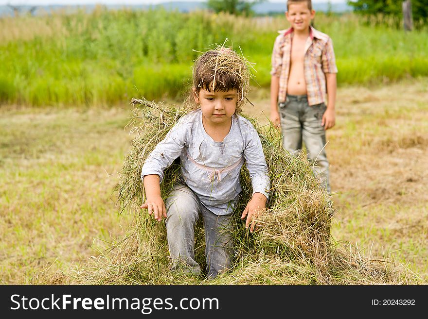 Girl And Hay