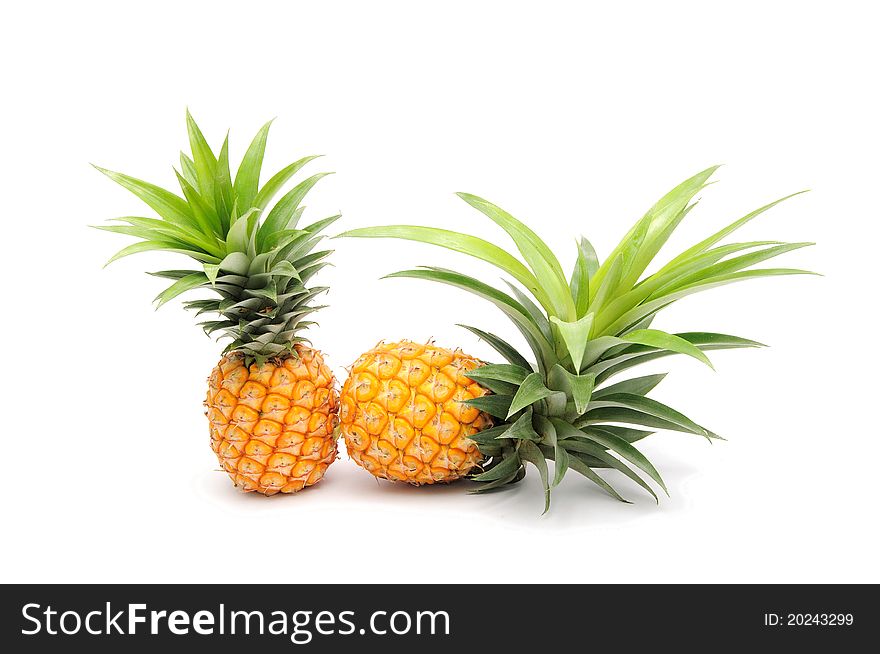 Pineapple with fresh green leaves