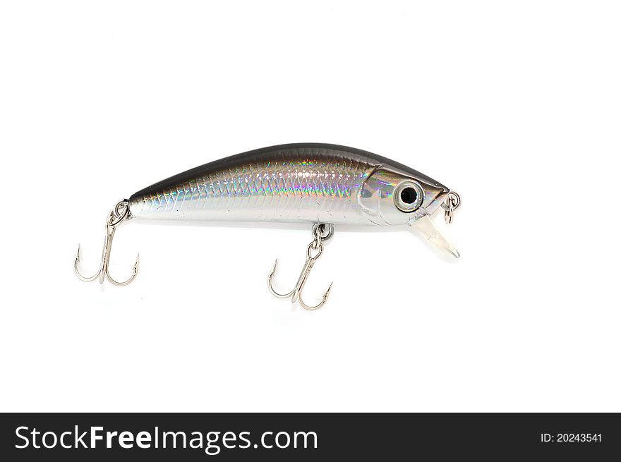 A fishing lure (diving wobbler) isolated on a white background
